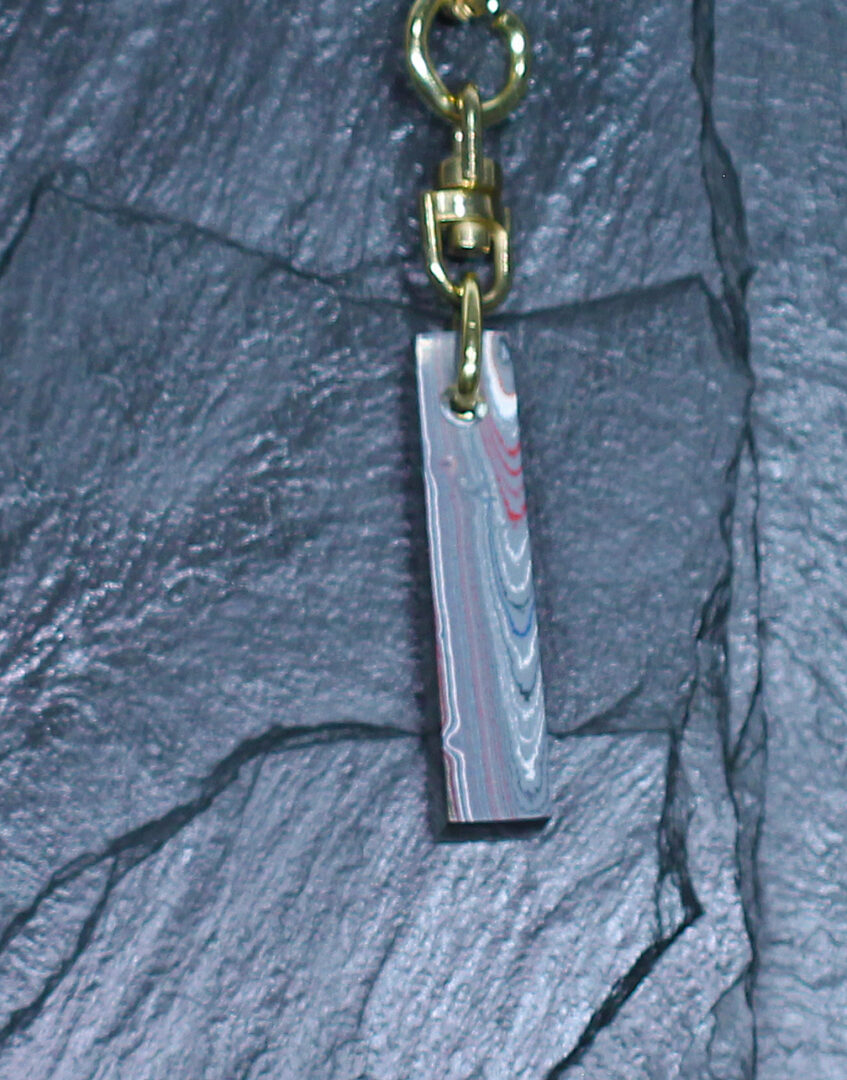 Fordite Keychain - Corvette Fordite - 40.85mm x 8.46mm x 7.52mm (3250)