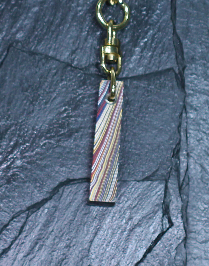 Fordite Keychain - Corvette Fordite - 40.85mm x 8.46mm x 7.52mm (3250) - Image 6