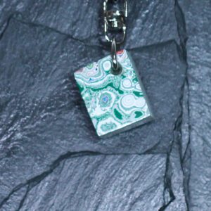 Fordite Keychain - Premium Fordite - 23.19mm x 18.51mm x 9.83mm     (3251)