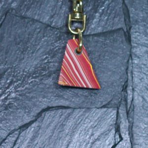 Fordite Keychain - Firetruck Fordite - 22.44mm x 15.55mm x 7.55mm     (3253)