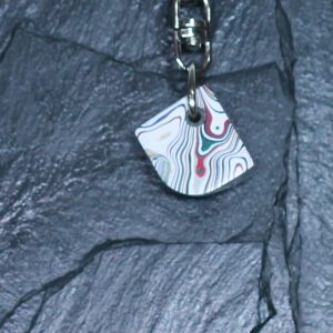 Fordite Keychain - 19.18mm x 17.73mm x 7.91mm     (3256)