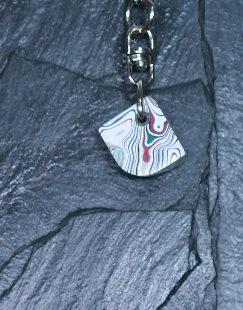 Fordite Keychain - 19.18mm x 17.73mm x 7.91mm (3256)
