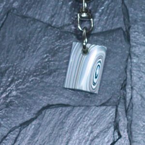 Fordite Keychain - Maserati Fordite - 22.42mm x 16.35mm x 5.95mm (3257)