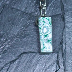 Fordite Keychain - Premium Fordite - 33.75mm x 11.89mm x 11.64mm     (3259)