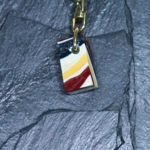 Fordite Keychain - Premium Fordite - 24.42mm x 13.04mm x 8.87mm     (3260)