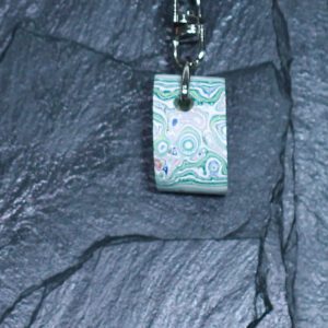 Fordite Keychain - Premium Fordite - 24.19mm x 14.41mm x 11.99mm     (3261)