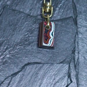 Fordite Keychain - Corvette Fordite - 20.35mm x 13.33mm x 8.06mm     (3263)
