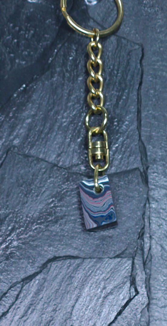 Fordite Keychain - Corvette Fordite - 20.35mm x 13.33mm x 8.06mm (3263) - Image 2