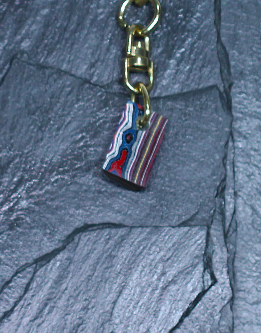 Fordite Keychain - Corvette Fordite - 20.92mm x 12.54mm x 5.23mm (3264)