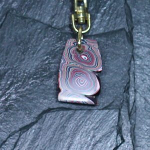 Fordite Keychain - Corvette Fordite - 29.55mm x 18.72mm x 6.72mm     (3267)