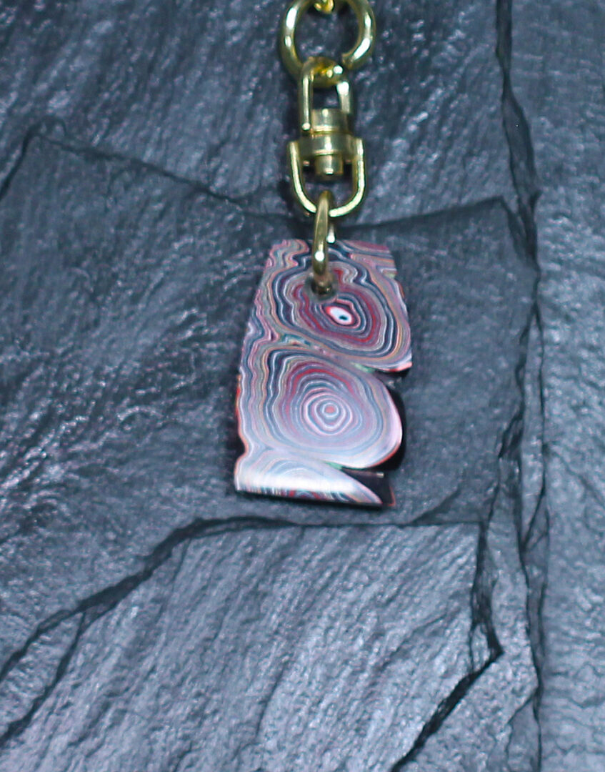 Fordite Keychain - Corvette Fordite - 29.55mm x 18.72mm x 6.72mm (3267)