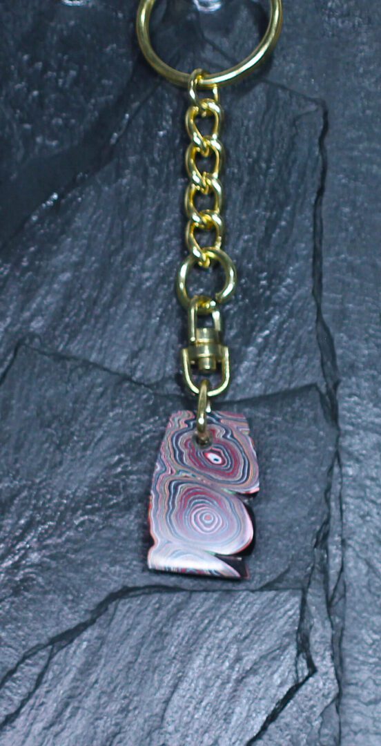 Fordite Keychain - Corvette Fordite - 29.55mm x 18.72mm x 6.72mm (3267) - Image 2