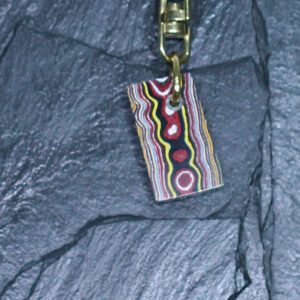 Fordite Keychain - Corvette Fordite - 27.63mm x 15.78mm x 4.84mm     (3269)