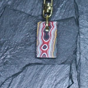 Fordite Keychain - Corvette Fordite - 28.37mm x 15.26mm x 5.46mm     (3270)