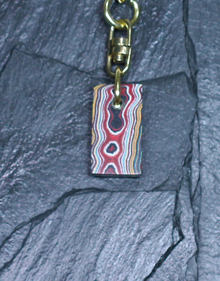 Fordite Keychain - Corvette Fordite - 28.37mm x 15.26mm x 5.46mm (3270)