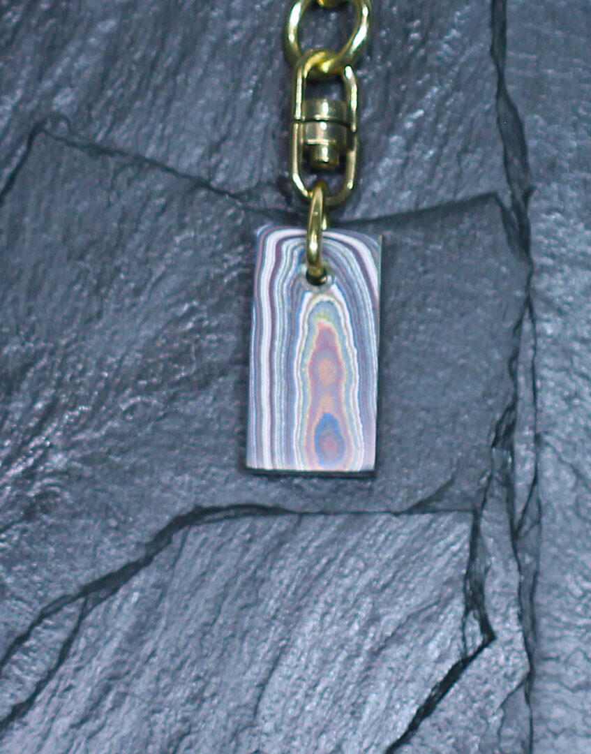 Fordite Keychain - Corvette Fordite - 28.37mm x 15.26mm x 5.46mm (3270) - Image 3