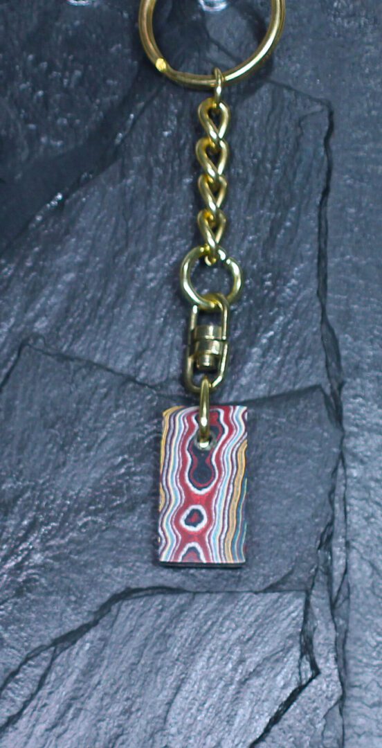 Fordite Keychain - Corvette Fordite - 28.37mm x 15.26mm x 5.46mm (3270) - Image 4