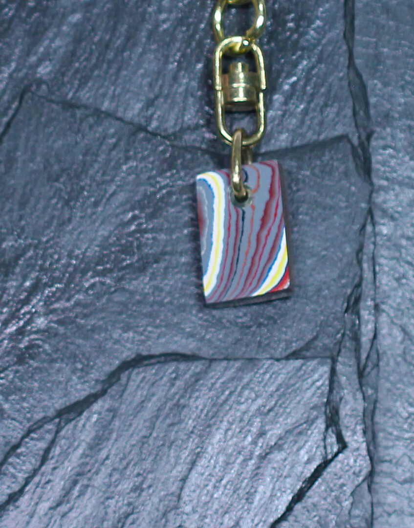 Fordite Keychain - Corvette Fordite - 21.93mm x 14.33mm x 6.08mm (3271) - Image 2