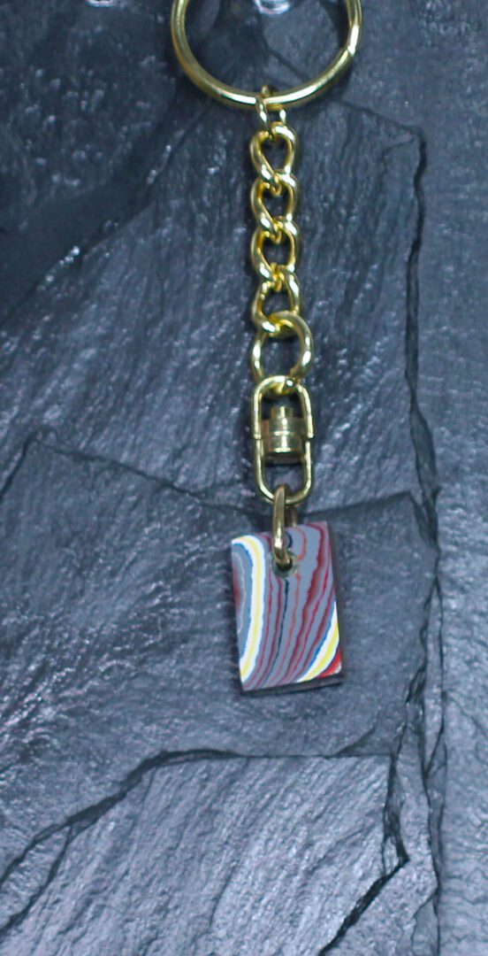 Fordite Keychain - Corvette Fordite - 21.93mm x 14.33mm x 6.08mm (3271) - Image 3