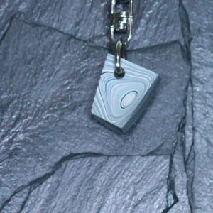 Fordite Keychain - Maserati Fordite - 21.23mm x 18.8mm x 9.88mm (3272)