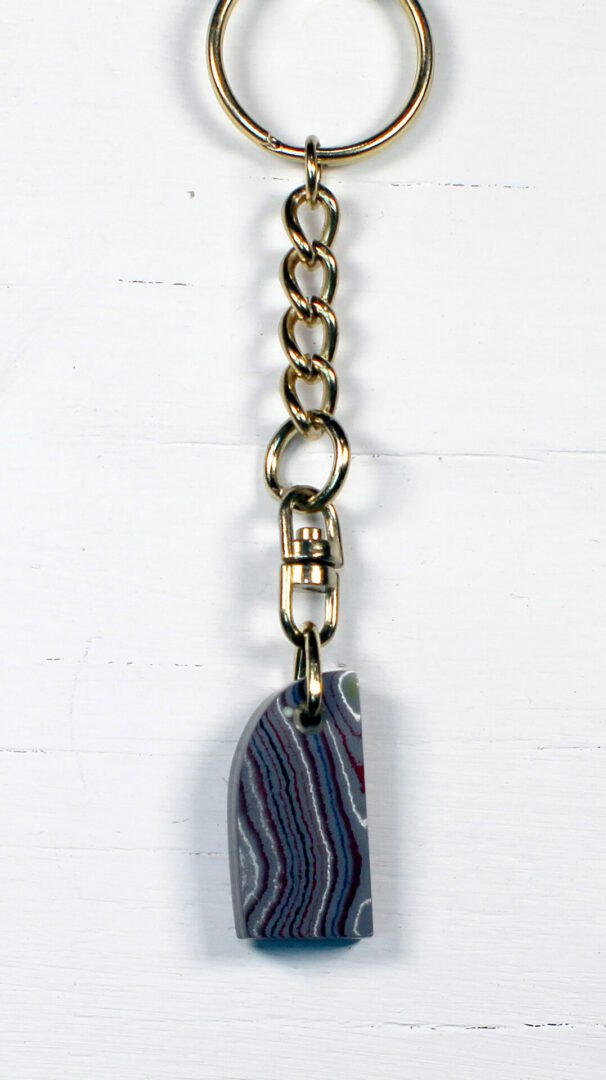 Fordite Keychain - Corvette Fordite - 30.44mm x 15.7mm x 6.16mm (3277) - Image 5