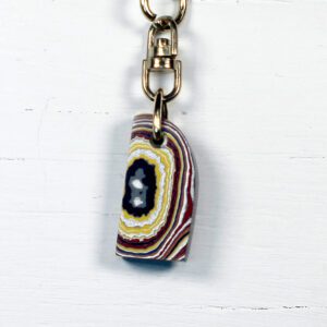 Fordite Keychain - Corvette Fordite - 30.44mm x 15.7mm x 6.16mm     (3277)