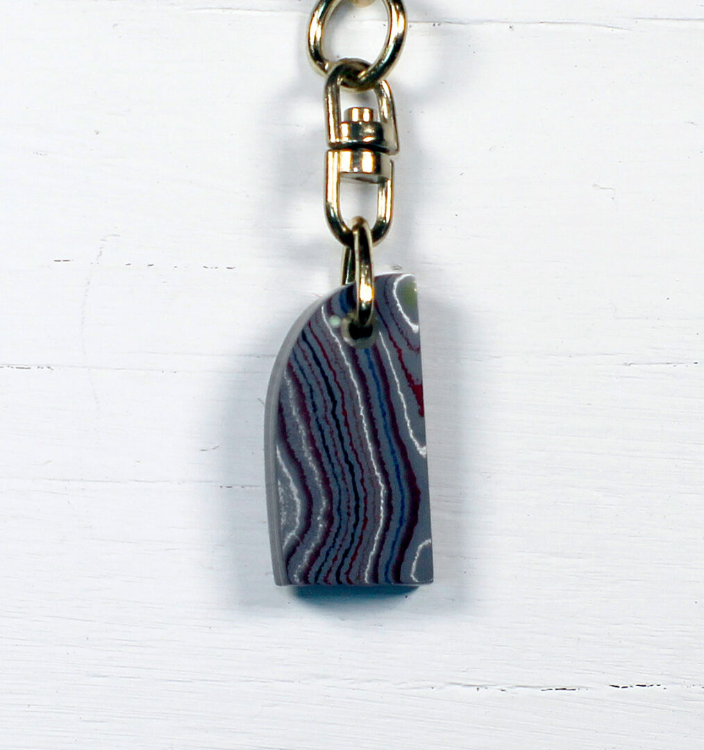 Fordite Keychain - Corvette Fordite - 30.44mm x 15.7mm x 6.16mm (3277) - Image 2