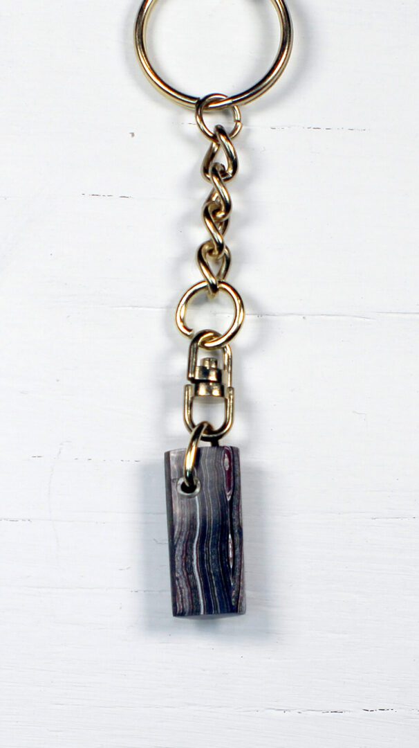 Fordite Keychain - Corvette Fordite - 28.8mm x 12.58mm x 8.1mm (3279) - Image 5