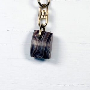 Fordite Keychain - Corvette Fordite - 22.09mm x 15.49mm x 9.07mm     (3280)