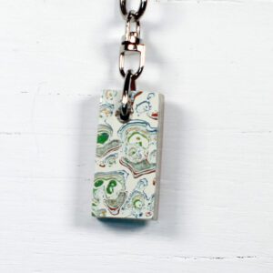 Fordite Keychain - Premium Fordite - 33.44mm x 16.59mm x 7.66mm     (3281)