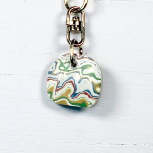 Fordite Keychain - Premium Fordite - 26.15mm x 22.95mm x 4.65mm     (3282)