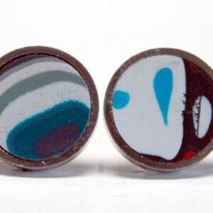 Pair of round abstract enamel earrings