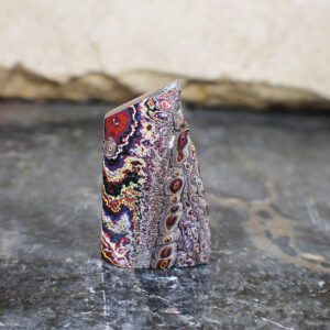 Finished Piece of Fordite - Corvette Fordite - 62.14mm x 37.44mm x 8.53mm        (F-028)