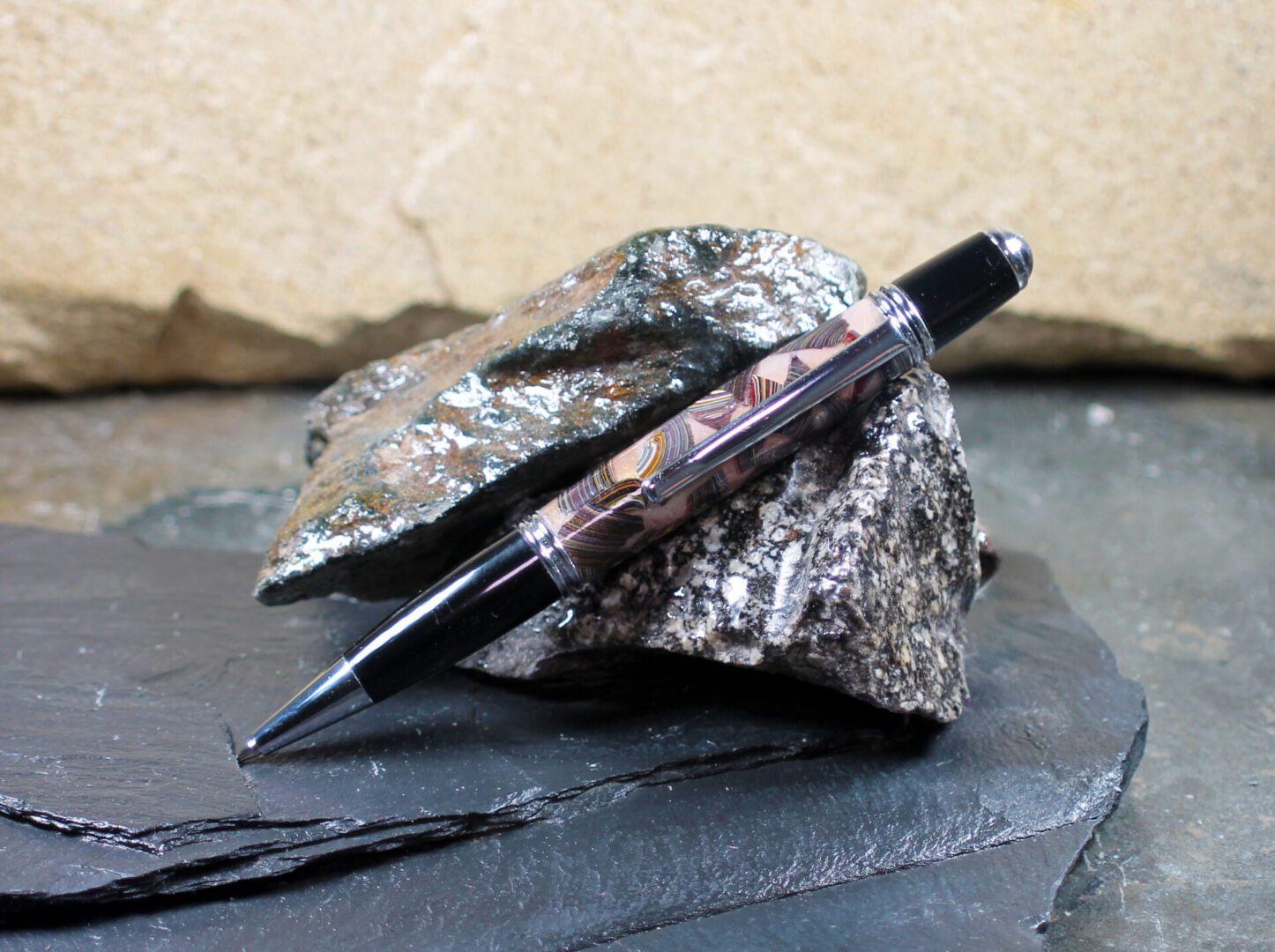 Corvette Fordite and Resin Pen - Chrome/Pink/Corvette Fordite (P-084) - Image 4