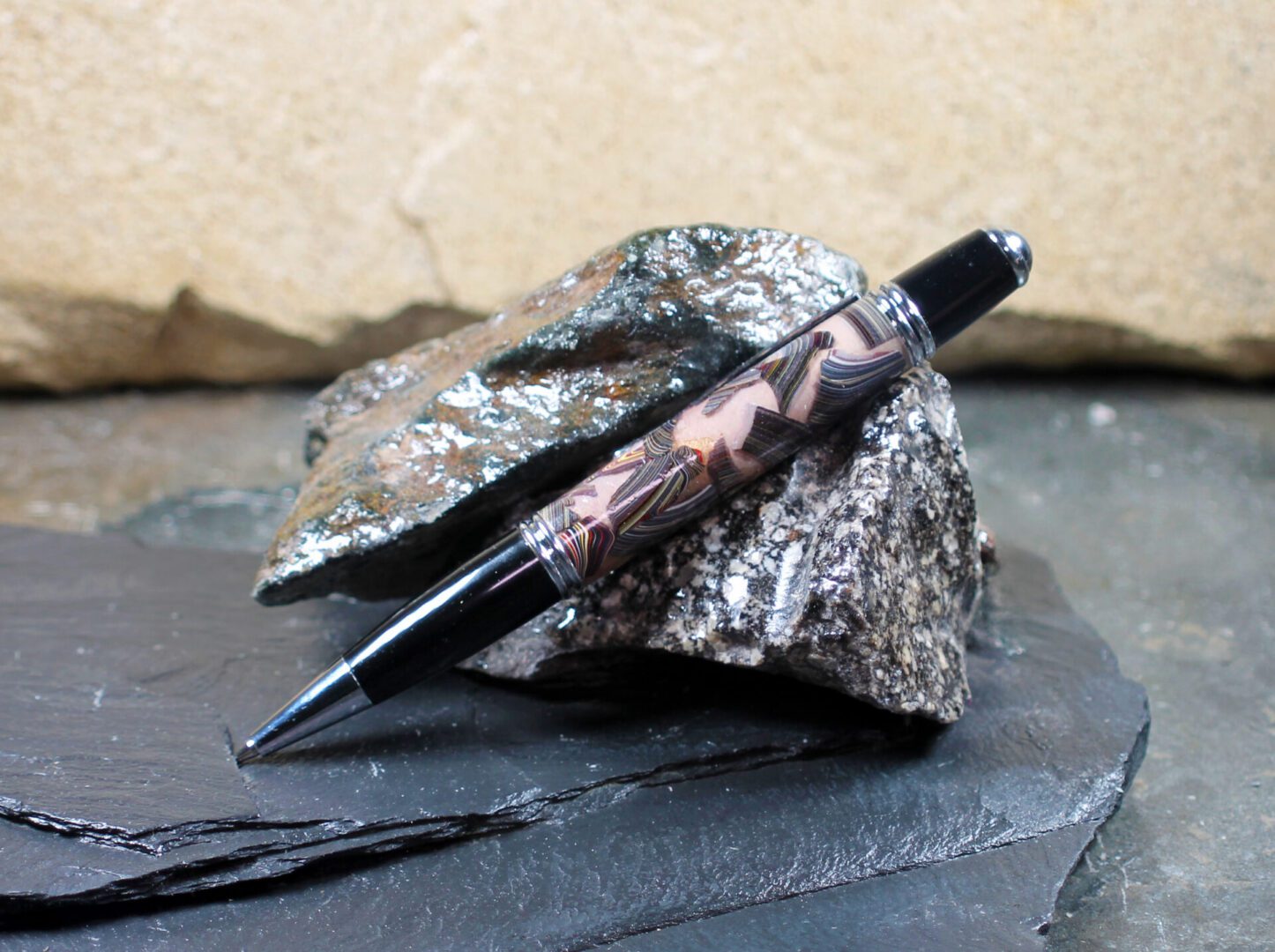 Corvette Fordite and Resin Pen - Chrome/Pink/Corvette Fordite (P-084) - Image 3
