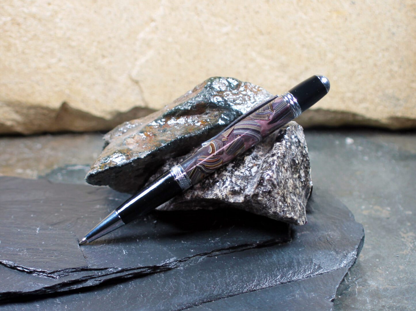 Corvette Fordite and Resin Pen - Chrome/Pink/Corvette Fordite (P-087) - Image 4