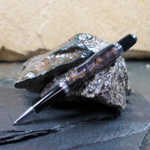 Corvette Fordite and Resin Pen - Chrome/Pink/Corvette Fordite       (P-087)